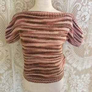 Hand-Knit Variegated Pink Short-Sleeve T-Shirt I Women's Size (S)